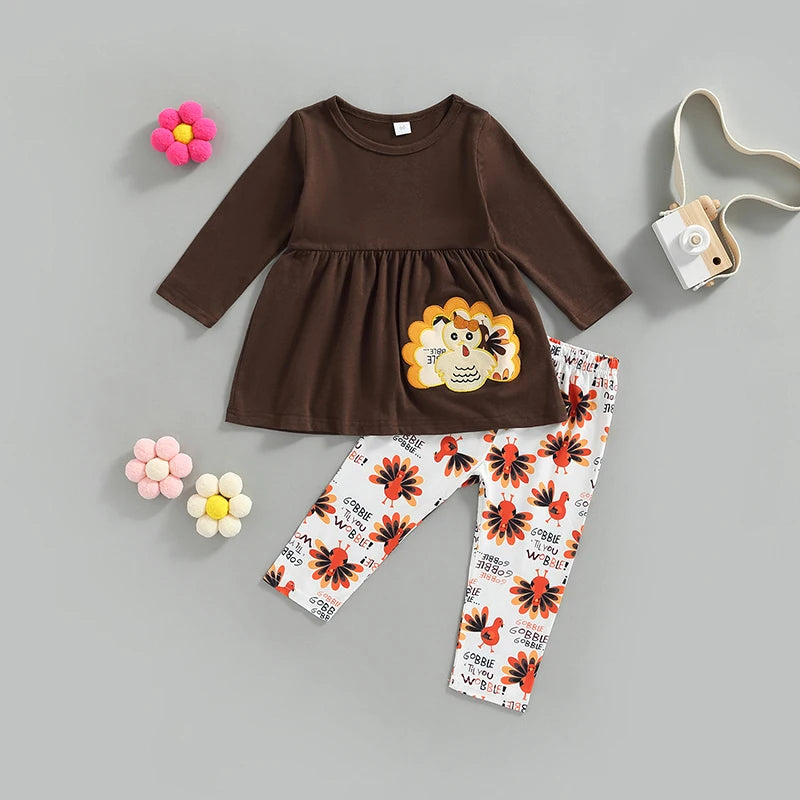 Gobble Gobble Turkey 2-Piece Outfit Set – Infant & Toddler Fall Tunic & Leggings