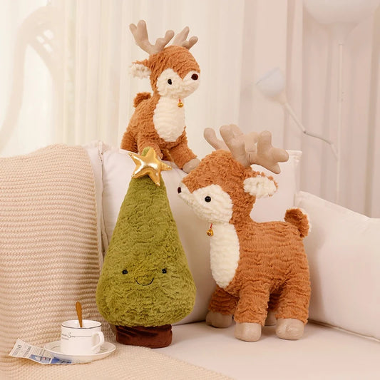 Plush Reindeer and Christmas Tree