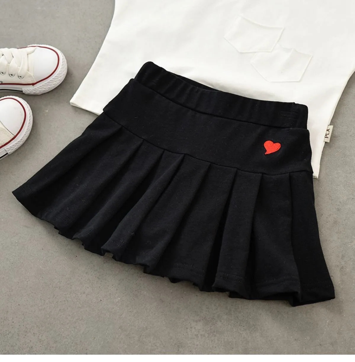 Girls Heart Pleated Skort – Athletic Style Skirt (Sizes 3T–16)