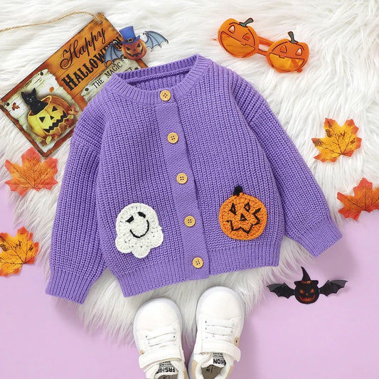 Boo Baby Girls Halloween Knitted Cardigan Sweater