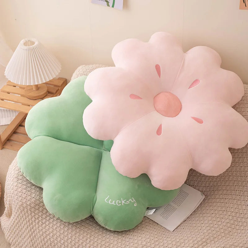 Cute Four-Leaf Clover or Cherry Blossoms Decorative Plush Pillow