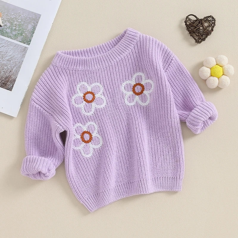 Floral Knit Girl's Sweater