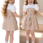 Little Girls Button Detail Dress – Puff Sleeve Special Occasion Dress (4–7)