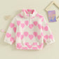 Pink Heart Print Pullover Jacket