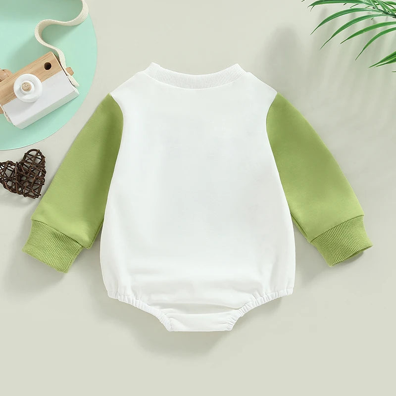 Lucky Four-leaf Clover Print Romper and Sweatshirt