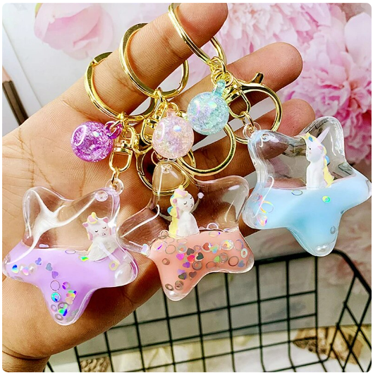 Boba Bubble Tea Key Chain with Unicorn