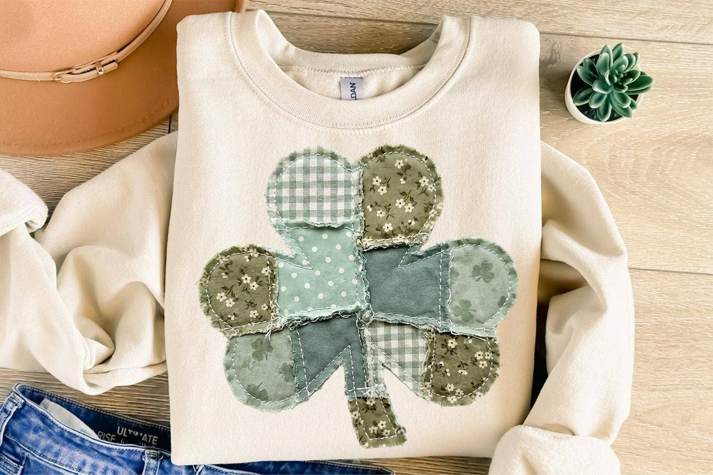 Retro Shamrock Sweatshirt, St Patricks Day Clover Shirt