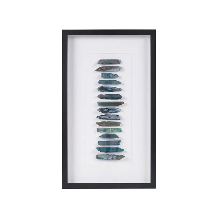 Genuine Agate Stones Wall Art Shadow Box Decor, Blue