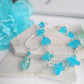 Caribbean Blue Sea Glass "loop" Silver Snake Chain Necklace