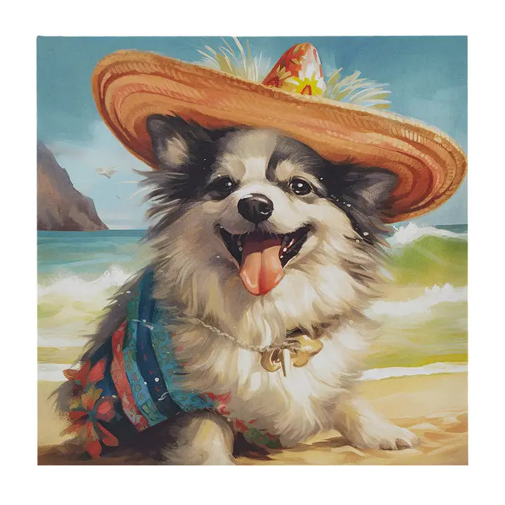 Beach Dogs Coastal Canvas Wall Art, Chihuahua