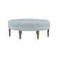 Oval Ottoman Button Tufted Bench, Light Blue