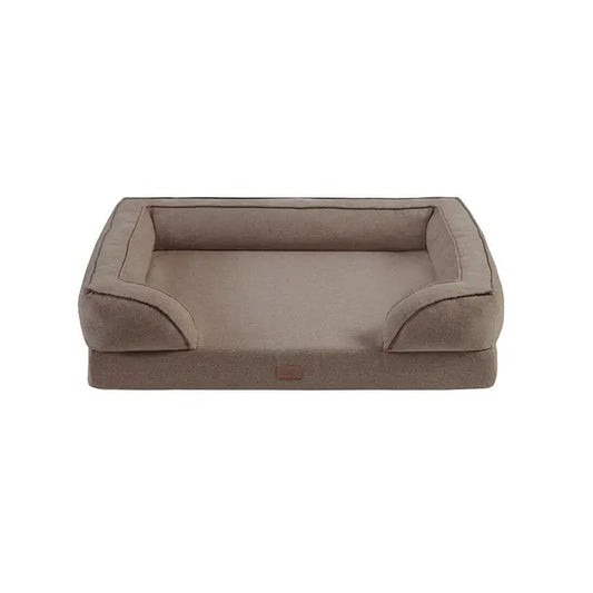 Bolstered 2-Layer Dog Bed with Gel Memory Foam, Brown