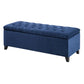 Button Tufted Upholstered Storage Bench, Navy Blue