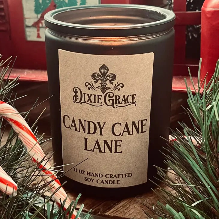 Candy Cane Lane - 11 oz Glass Candle - Cotton Wick