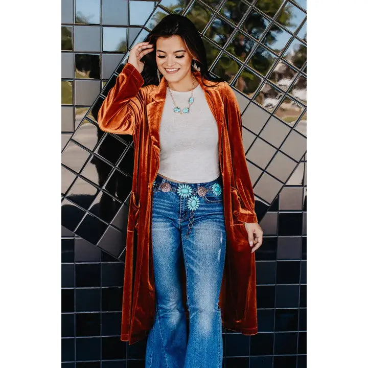 Forever Chasing Cowboys Copper Turquoise Floral Concho Link Belt Regular and Plus Size