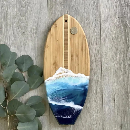 Cheese Board, Charcuterie Surfboard Shaped Beach Resin Art