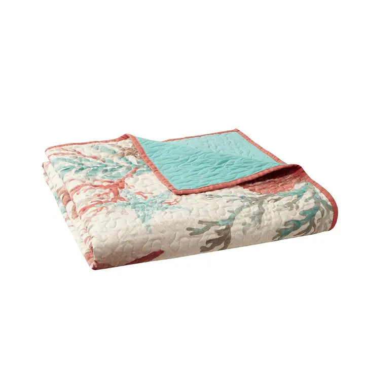 Coastal Coral Oversized 50x70" Quilted Throw Blanket