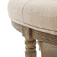 Country Style Round Ottoman with Bottom Shelf, Cream