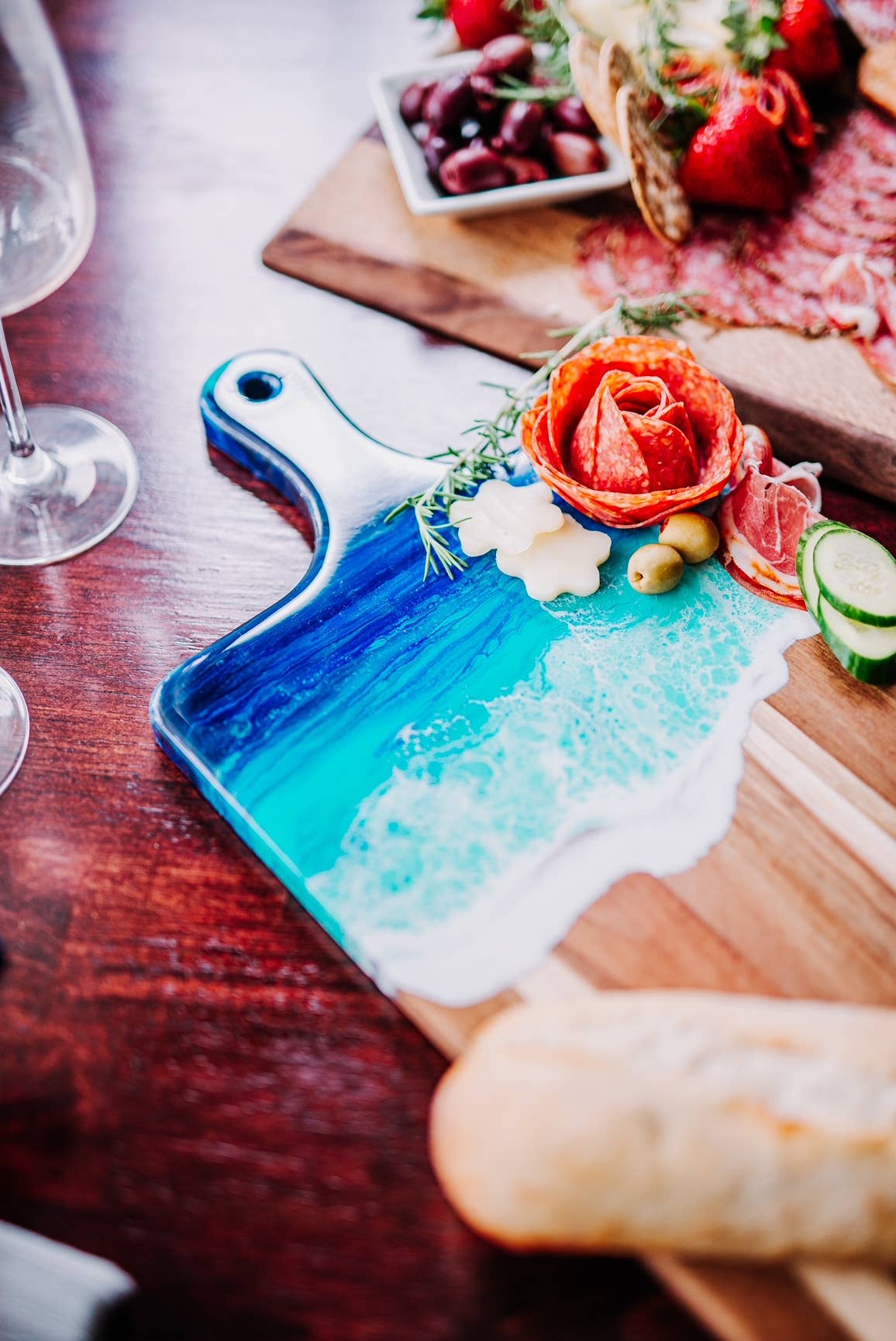 Hand Poured Charcuterie Board, Beach Resin Serving Tray