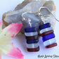 Handmade Stacked Red, White & Blue Sea Glass Beach Stone Pebble Silver Earrings