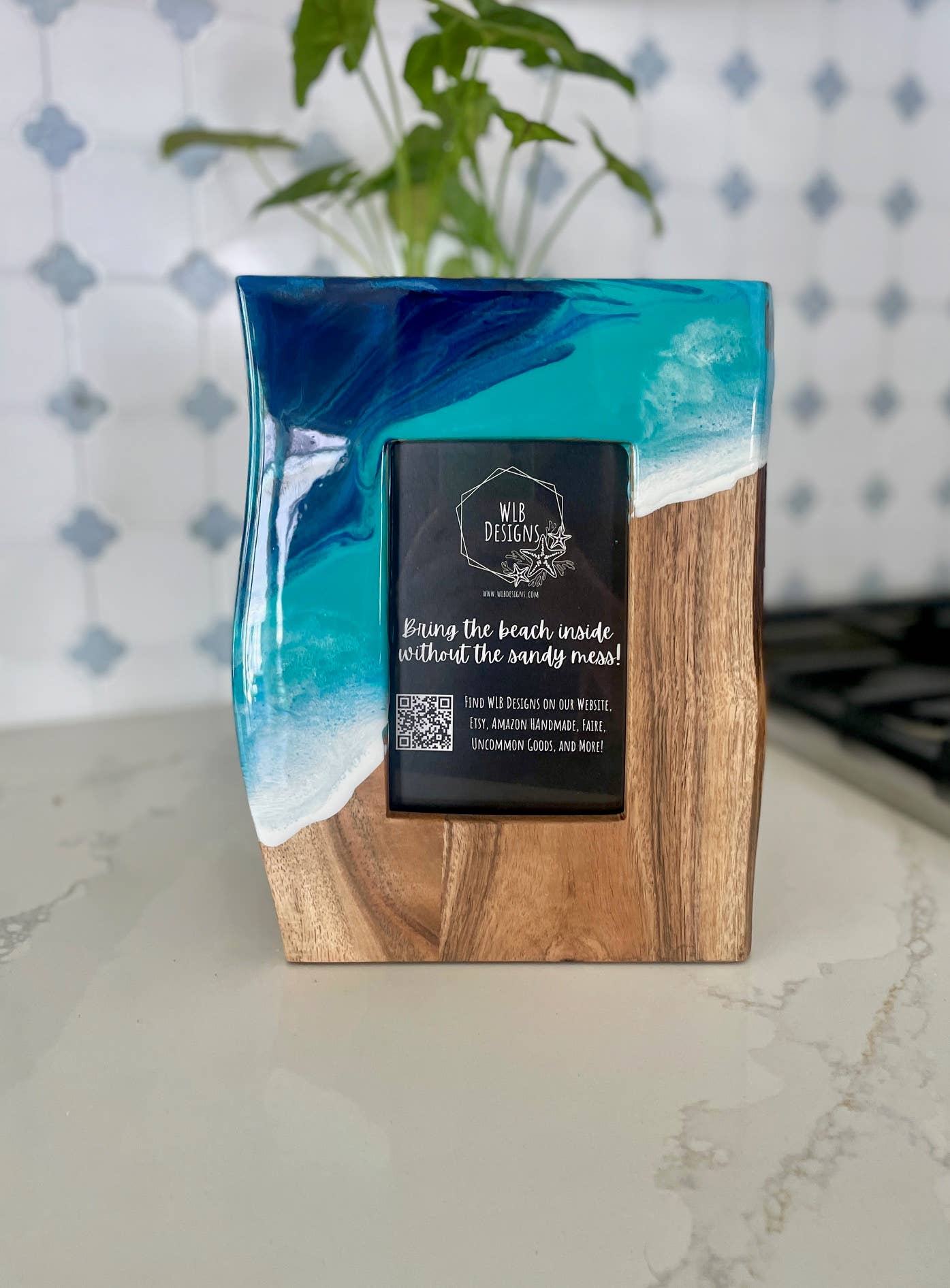 Acacia Live Edge Photo Frame, Ocean Resin Art, 4x6