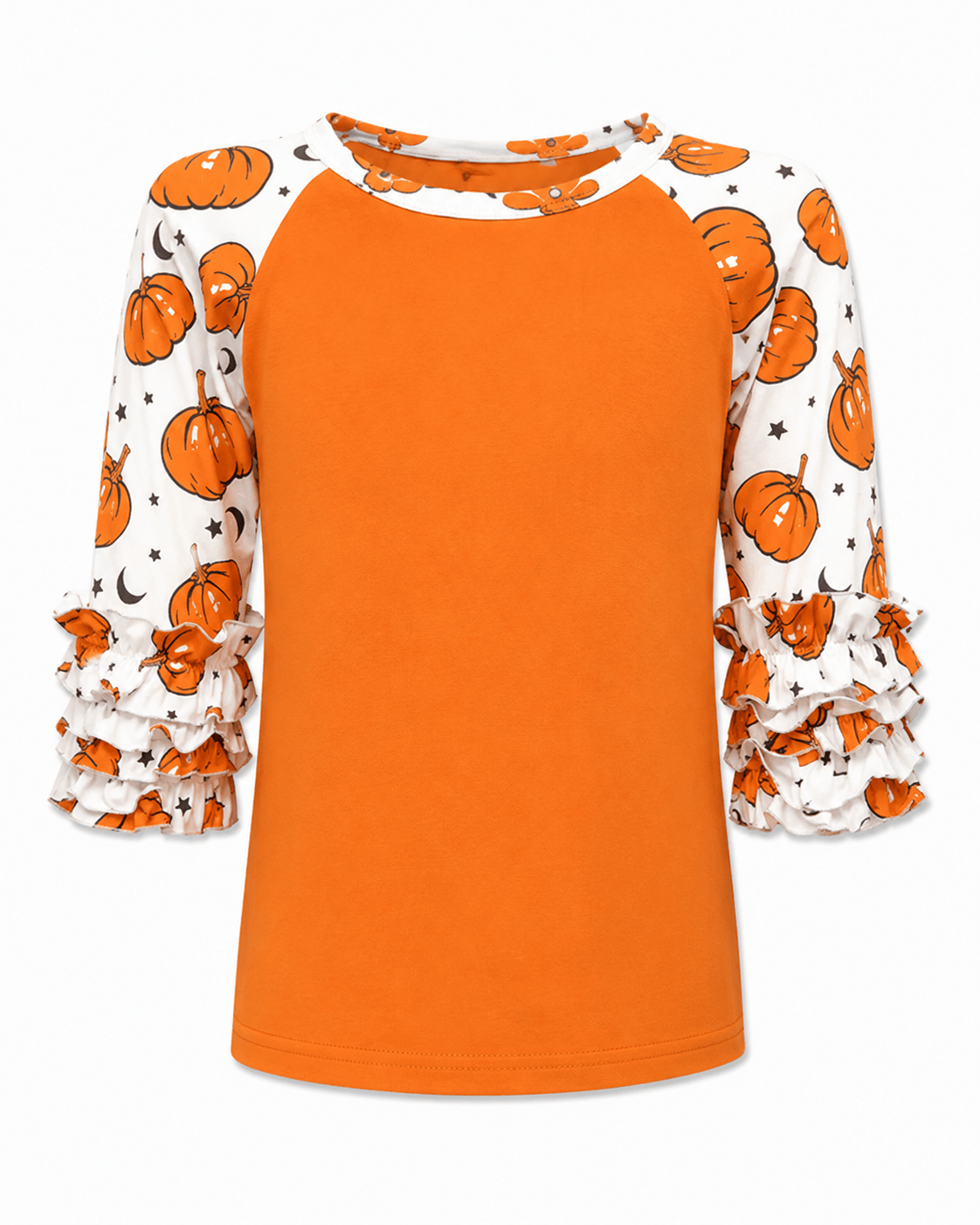 Girls Pumpkin Ruffle Top