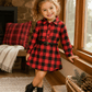 Red Plaid Belt Buckle Dress Kids