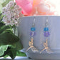 Purple & Blue Glass Stainless Steel Dragonfly Charm Silver Dangle Earrings
