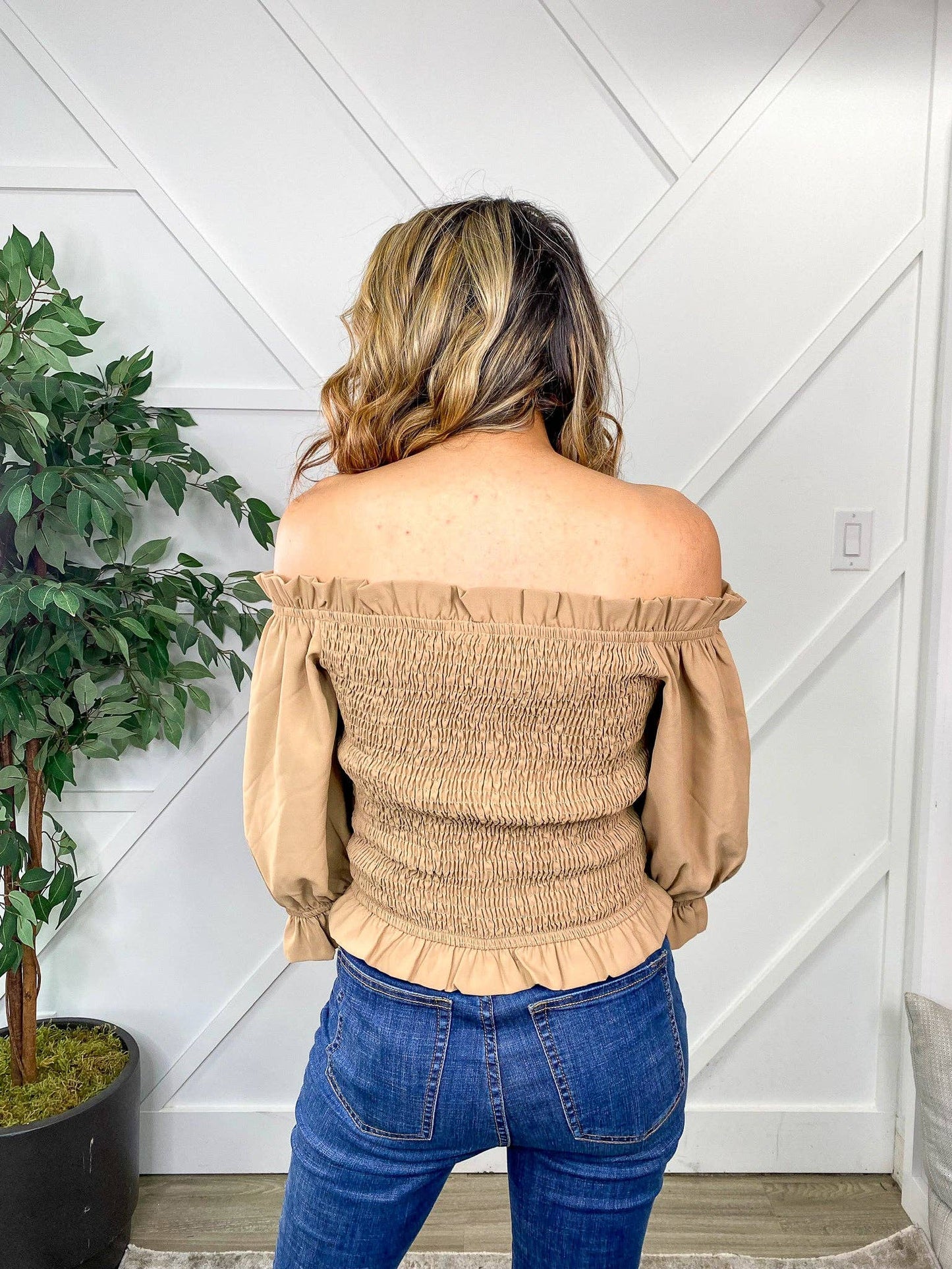 Limitless Too Stretch Contemporary Top in Tan