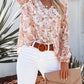 Floral Chiffon Balloon Sleeved Shirt