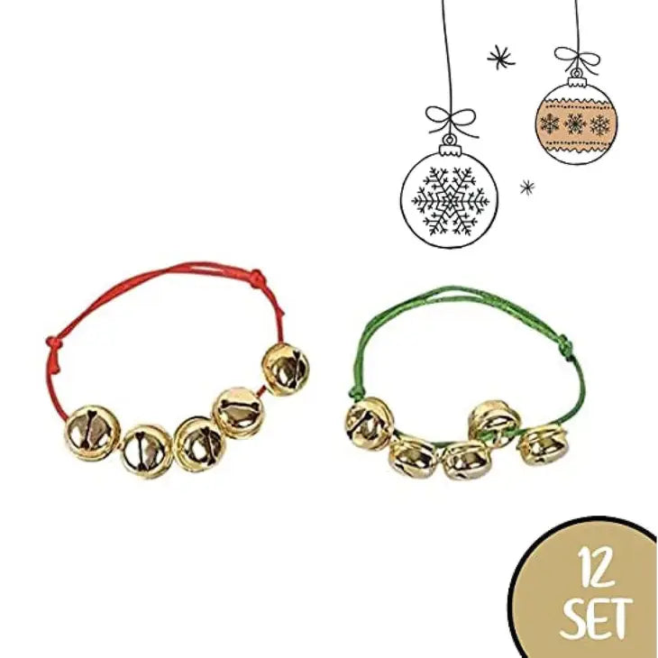 Christmas Jingle Bell Adjustable Bracelet Stocking Stuffer (Case of 12)