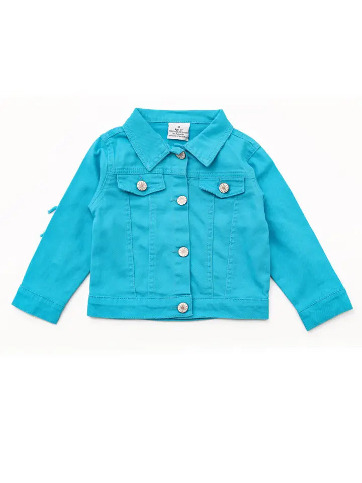 Kids Blue Fringe Denim Jackets