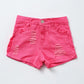 Kids Pink Distressed Ruffle Denim Shorts