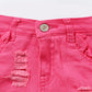 Kids Pink Distressed Ruffle Denim Shorts