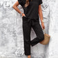 Casual Rolled-Sleeve T-Shirt Lace-Up Trousers Set