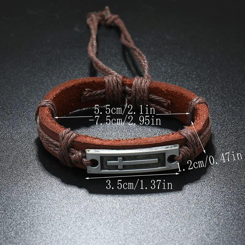 Leather Cross Bracelet