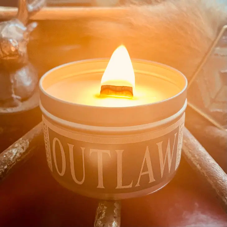 Outlaw - 8 oz Candle Tin - Wooden Wick