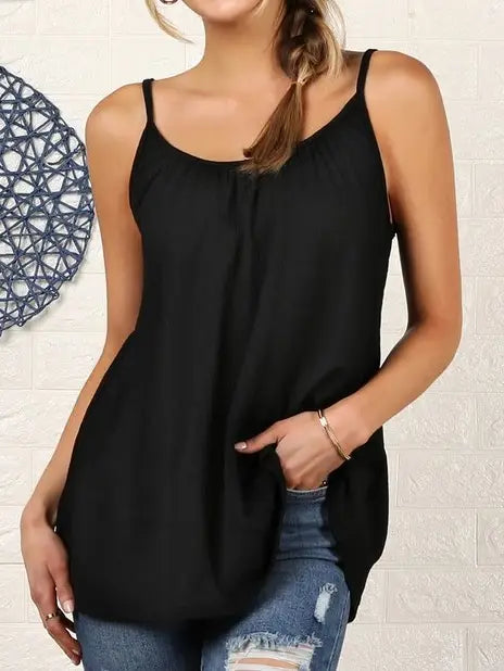 Pleated Front Detail Top with Adjustable Strap