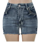 Vintage Embroidered Raw-Edged Denim Shorts