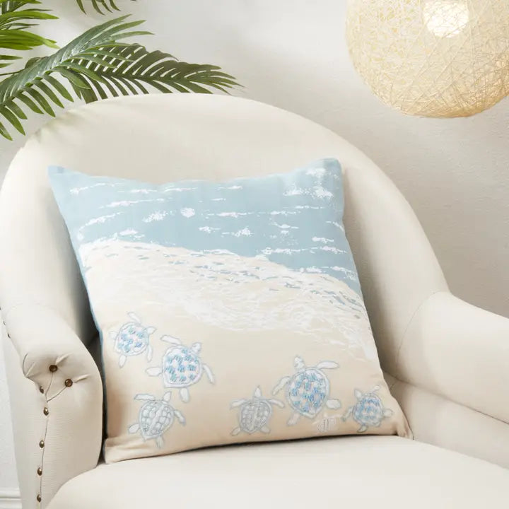 Sandy Shores Sea Turtle Throw Pillow