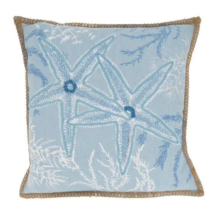 Sandy Shoreline Starfish Throw Pillow