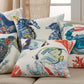 Throw Pillow with Sea Horses Design