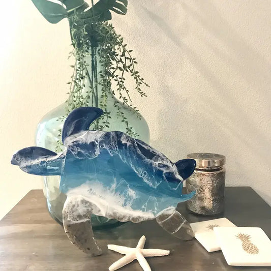 Sea Turtle Beach Resin Wall Art