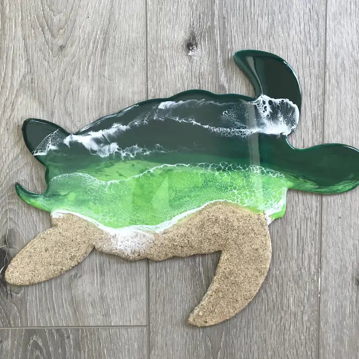 Green Sea Turtle Beach Resin Wall Art