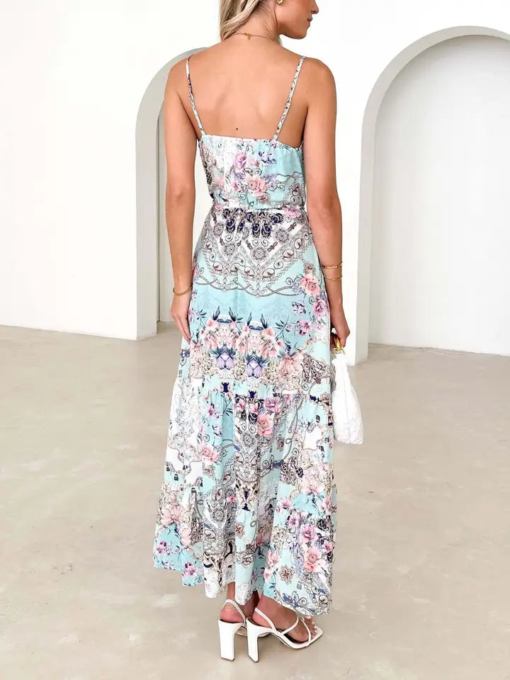 Sexy Slip Backless Printed Dress