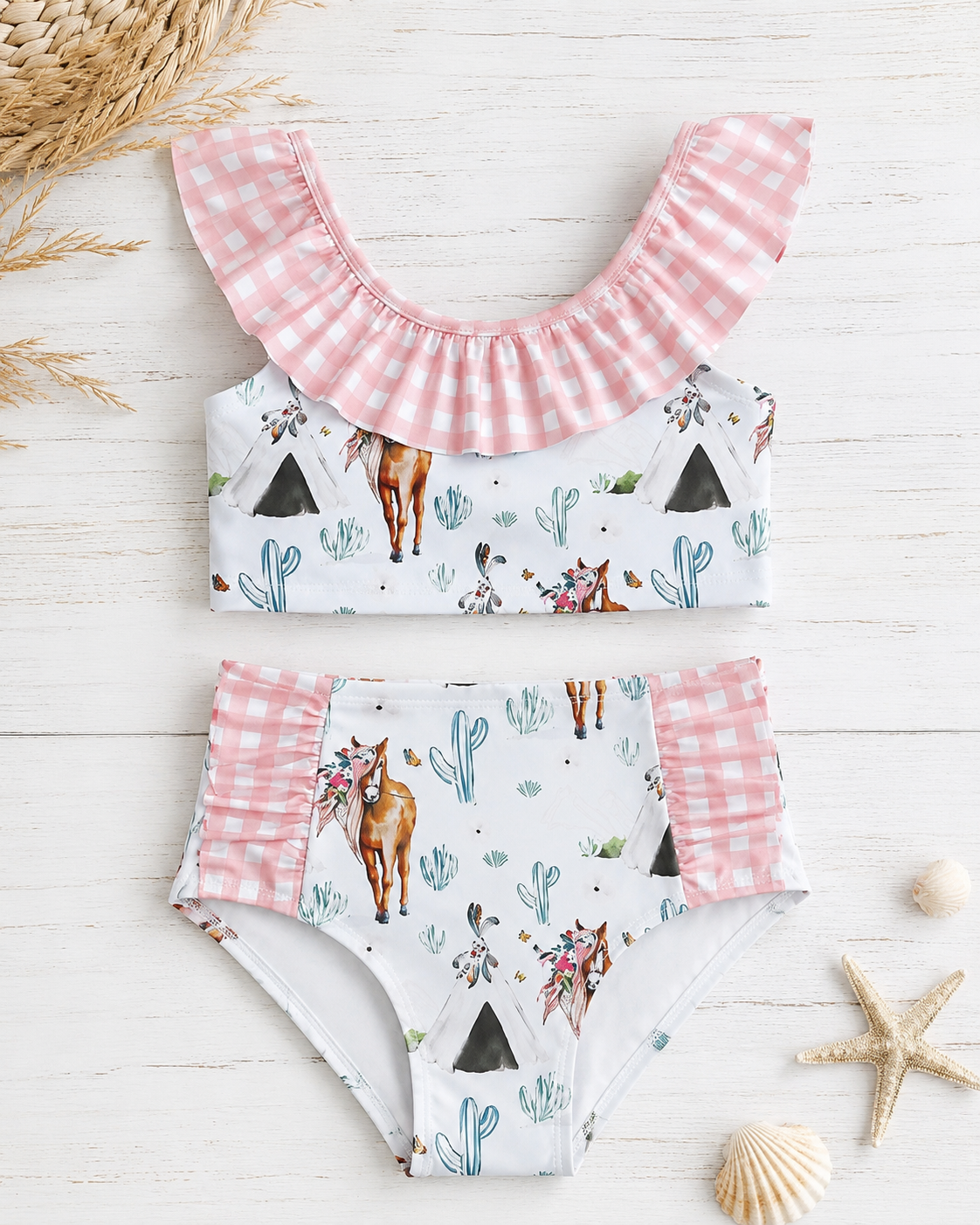 Desert Pony Girls’ Two-Piece Ruffle Swimsuit
