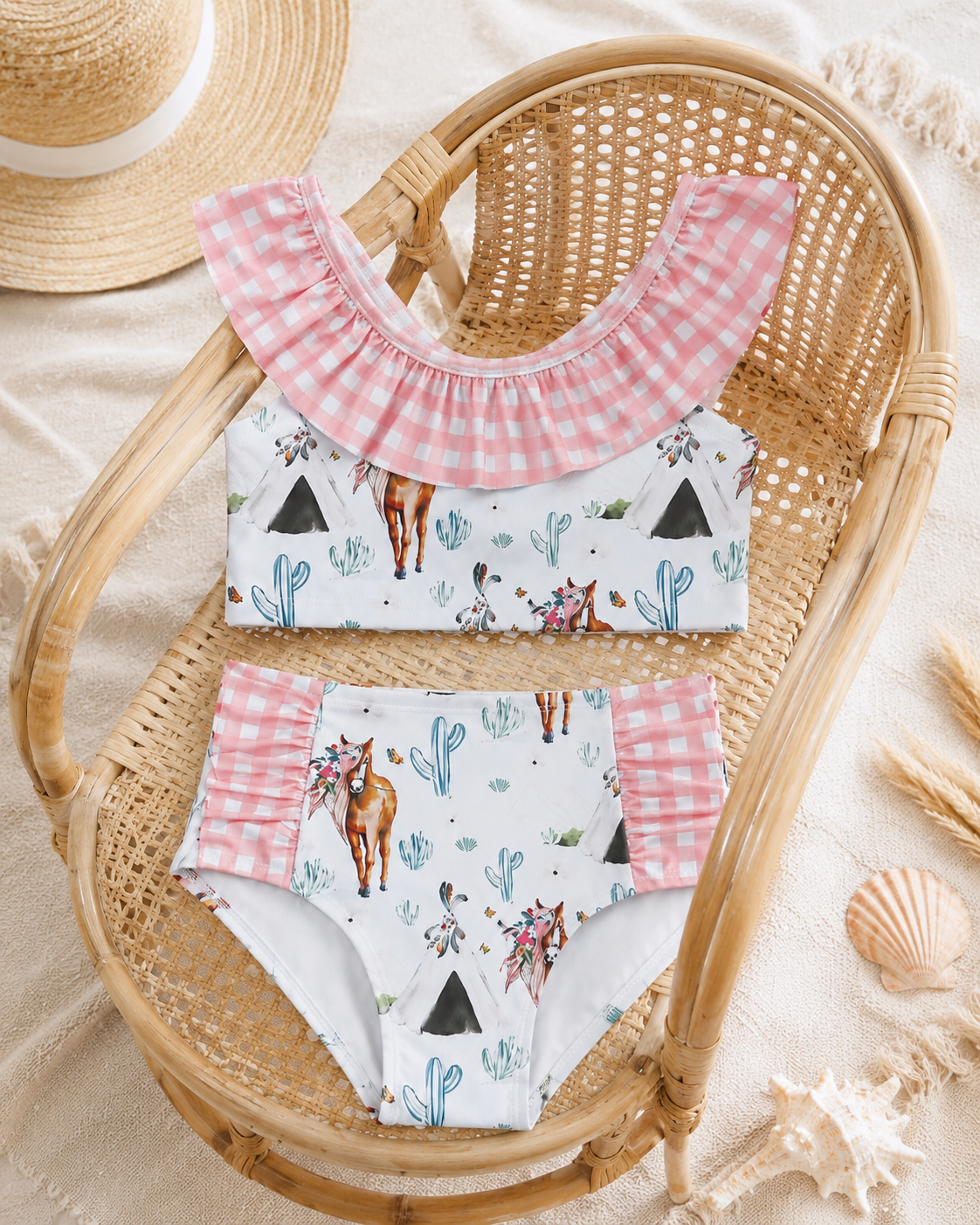Desert Pony Girls’ Two-Piece Ruffle Swimsuit