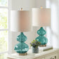 Clear Glass Base Table Lamps, Teal Blue Glass (Set of 2)