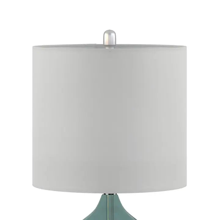 Clear Glass Base Table Lamps, Teal Blue Glass (Set of 2)