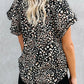 Women's Tie Floral V-Neck Short Sleeve Blouse Top